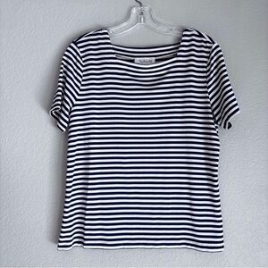 Talbots blue and white striped square neckline blouse women’s S